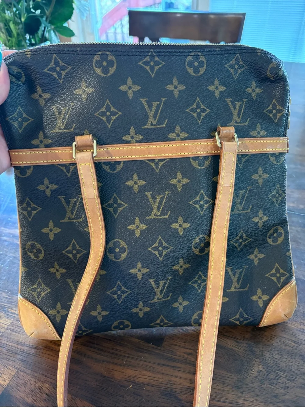 Louis Vuitton Monogram Canvas Shoulder Bag in Brown and Tan